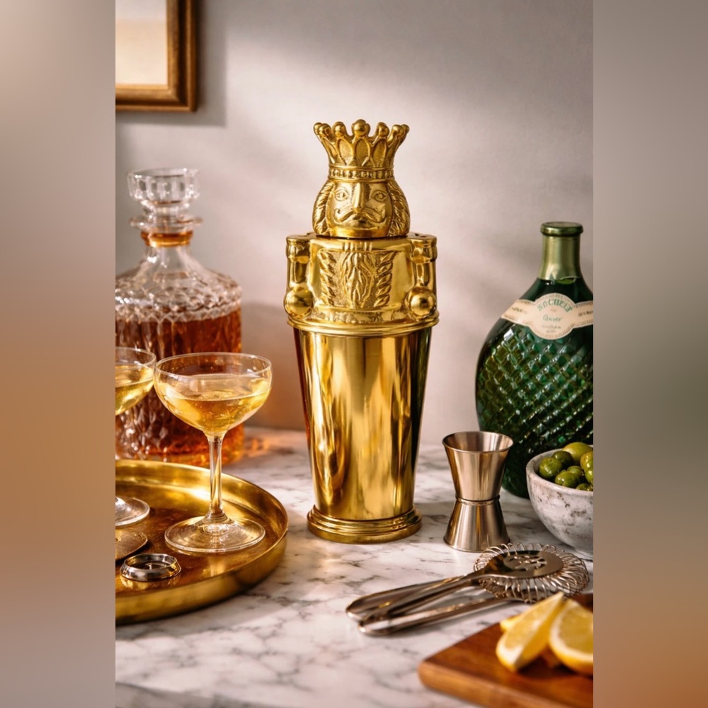 Anthropologie Nutcracker Cocktail Shaker New York City Ballet Gold Barware 28 oz - Picture 6 of 6